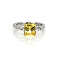 2.52 Ct. Yellow Sapphire and Natural Diamond Three Stone Ring, Platinum & 18K Yellow Video