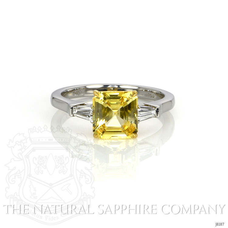 2.52 Ct. Yellow Sapphire and Natural Diamond Three Stone Ring, Platinum & 18K Yellow
