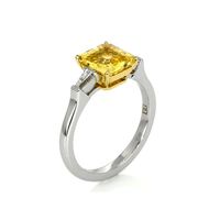 2.52 Ct. Yellow Sapphire and Natural Diamond Three Stone Ring, Platinum & 18K Yellow Image