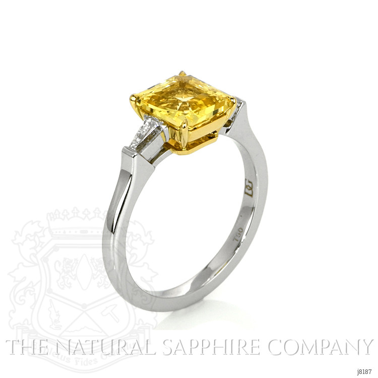 2.52 Ct. Yellow Sapphire and Natural Diamond Three Stone Ring, Platinum & 18K Yellow