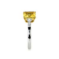 2.52 Ct. Yellow Sapphire and Natural Diamond Three Stone Ring, Platinum & 18K Yellow Image