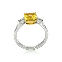 2.52 Ct. Yellow Sapphire and Natural Diamond Three Stone Ring, Platinum & 18K Yellow Image