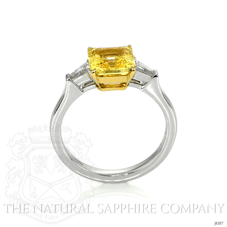 2.52 Ct. Yellow Sapphire and Natural Diamond Three Stone Ring, Platinum & 18K Yellow