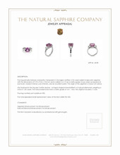 5.96 Ct. Pink Sapphire and Natural Diamond Three Stone Ring, Platinum 950 Appraisal
