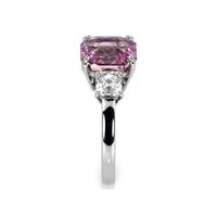 5.96 Ct. Pink Sapphire and Natural Diamond Three Stone Ring, Platinum 950 Image