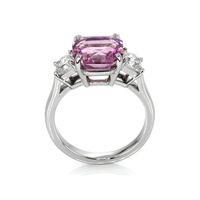 5.96 Ct. Pink Sapphire and Natural Diamond Three Stone Ring, Platinum 950 Image