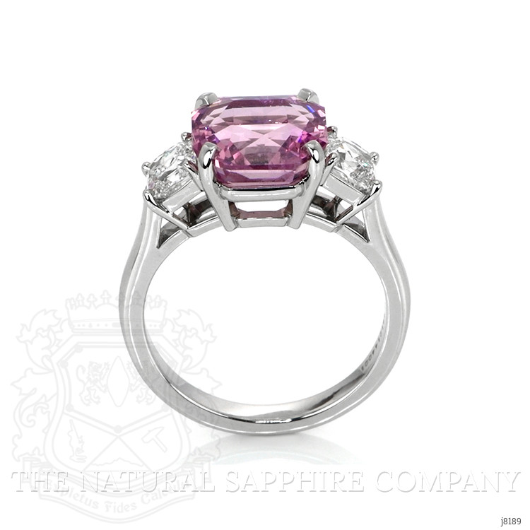 5.96 Ct. Pink Sapphire and Natural Diamond Three Stone Ring, Platinum 950