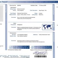 5.88 Ct. Purplish Pink Sapphire and Natural Diamond Three Stone Ring, Platinum 950 Scan Report