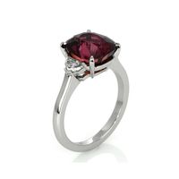 5.88 Ct. Purplish Pink Sapphire and Natural Diamond Three Stone Ring, Platinum 950 Image
