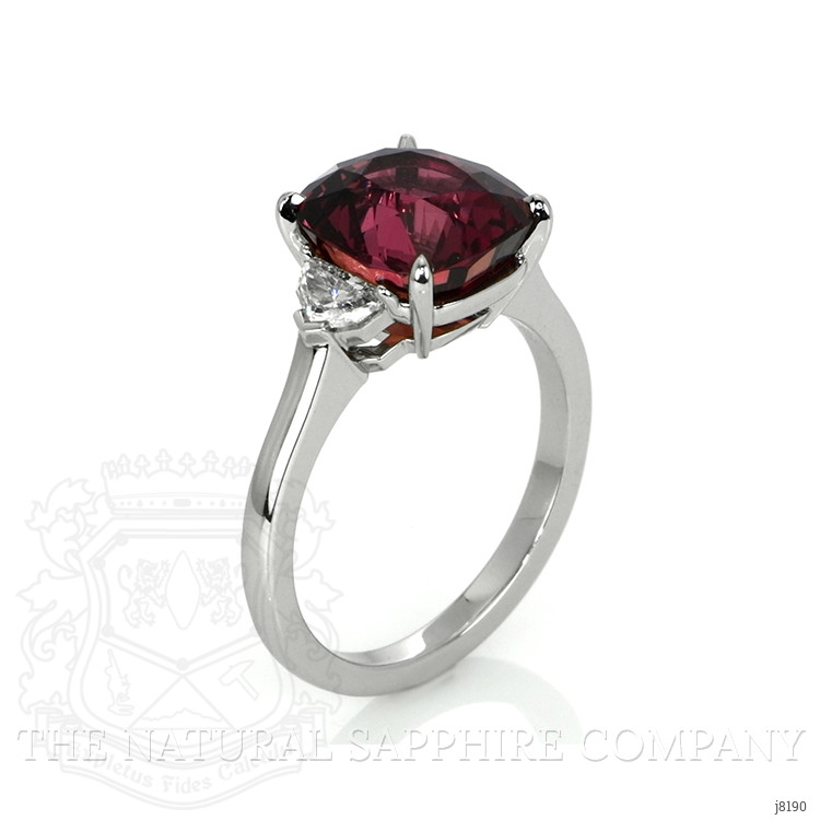 5.88 Ct. Purplish Pink Sapphire and Natural Diamond Three Stone Ring, Platinum 950