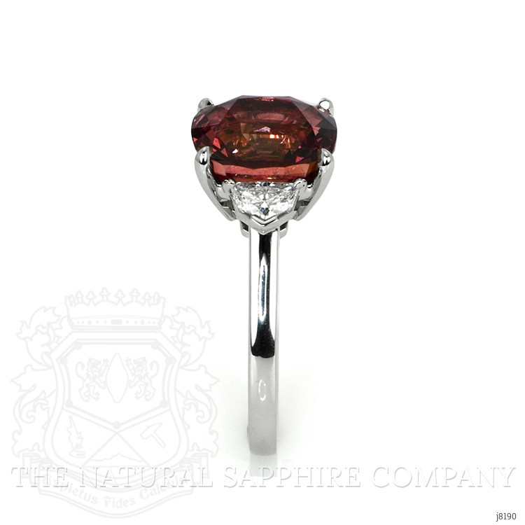 5.88 Ct. Purplish Pink Sapphire and Natural Diamond Three Stone Ring, Platinum 950