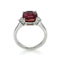 5.88 Ct. Purplish Pink Sapphire and Natural Diamond Three Stone Ring, Platinum 950 Image
