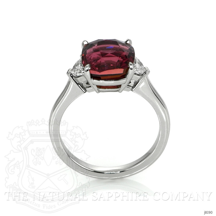 5.88 Ct. Purplish Pink Sapphire and Natural Diamond Three Stone Ring, Platinum 950