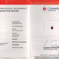 1.76 Ct. Ruby Natural Diamond Three Stone Ring, Platinum & 18K Yellow Scan Report