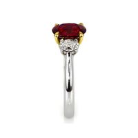 1.76 Ct. Ruby Natural Diamond Three Stone Ring, Platinum & 18K Yellow Image