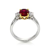 1.76 Ct. Ruby Natural Diamond Three Stone Ring, Platinum & 18K Yellow Image