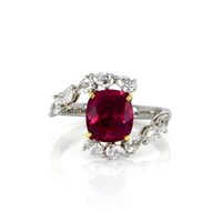 3.36 Ct. Ruby Natural Diamond Antique Style Ring, Platinum & 18K Yellow Video