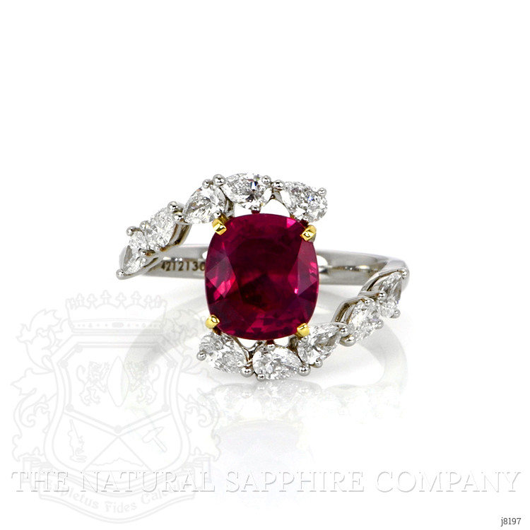 3.36 Ct. Ruby Natural Diamond Antique Style Ring, Platinum & 18K Yellow