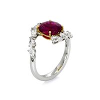 3.36 Ct. Ruby Natural Diamond Antique Style Ring, Platinum & 18K Yellow Image