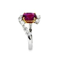 3.36 Ct. Ruby Natural Diamond Antique Style Ring, Platinum & 18K Yellow Image
