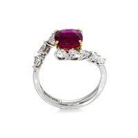 3.36 Ct. Ruby Natural Diamond Antique Style Ring, Platinum & 18K Yellow Image