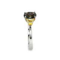 2.44 Ct. Green Sapphire and Yellow Natural Diamond Three Stone Ring, Platinum & 18K Yellow Image