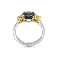 2.44 Ct. Green Sapphire and Yellow Natural Diamond Three Stone Ring, Platinum & 18K Yellow Image