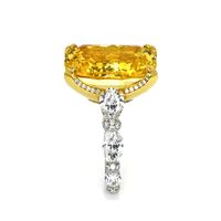 20.26 Ct. Yellow Sapphire and Natural Diamond Antique Style Ring, Platinum & 18K Yellow Image