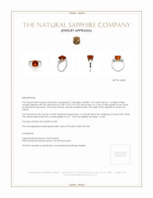 6.01 Ct. Orange Sapphire and Natural Diamond Three Stone Ring, Platinum 950 Appraisal