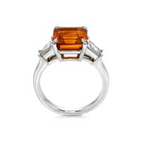 6.01 Ct. Orange Sapphire and Natural Diamond Three Stone Ring, Platinum 950 Image