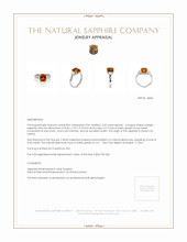 3.23 Ct. Orange Sapphire and Natural Diamond Three Stone Ring, Platinum 950 Appraisal