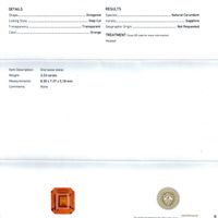 3.23 Ct. Orange Sapphire and Natural Diamond Three Stone Ring, Platinum 950 Scan Report