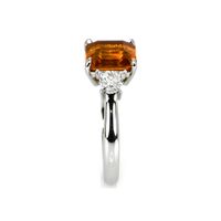 3.23 Ct. Orange Sapphire and Natural Diamond Three Stone Ring, Platinum 950 Image