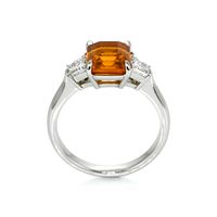 3.23 Ct. Orange Sapphire and Natural Diamond Three Stone Ring, Platinum 950 Image