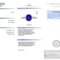 2.11 Ct. Blue Sapphire and Natural Diamond Three Stone Ring, Platinum 950 Scan Report