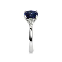 2.11 Ct. Blue Sapphire and Natural Diamond Three Stone Ring, Platinum 950 Image