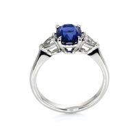 2.11 Ct. Blue Sapphire and Natural Diamond Three Stone Ring, Platinum 950 Image