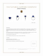 6.16 Ct. Sapphire Natural Diamond Three Stone Ring, Platinum 950 Appraisal