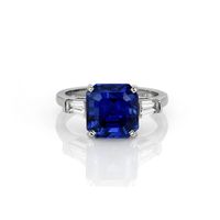 6.16 Ct. Sapphire Natural Diamond Three Stone Ring, Platinum 950 Video