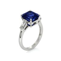 6.16 Ct. Sapphire Natural Diamond Three Stone Ring, Platinum 950 Image