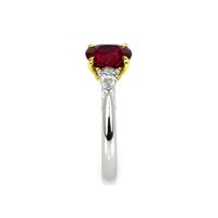 1.72 Ct. Ruby Natural Diamond Three Stone Ring, Platinum & 18K Yellow Image