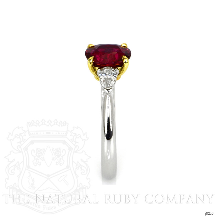 1.72 Ct. Ruby Natural Diamond Three Stone Ring, Platinum & 18K Yellow