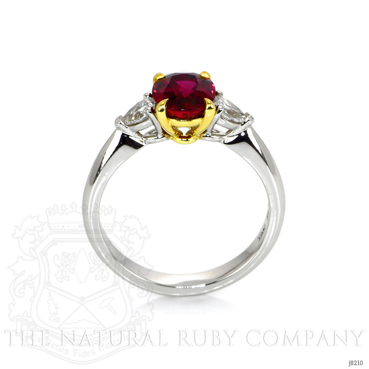1.72 Ct. Ruby Natural Diamond Three Stone Ring, Platinum & 18K Yellow