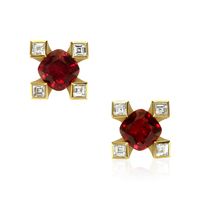 1.12 Ct.Tw.Total Carat Weight Ruby and Diamond Earrings - 18K Yellow Gold Video