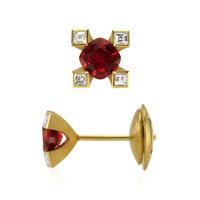 1.12 Ct.Tw.Total Carat Weight Ruby and Diamond Earrings - 18K Yellow Gold Image