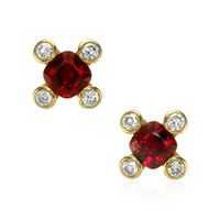 0.90 Ct.Tw. Ruby Natural Diamond Accent Stones Earrings, 18K Yellow Gold Video