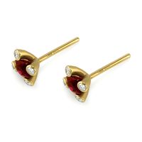 0.90 Ct.Tw. Ruby Natural Diamond Accent Stones Earrings, 18K Yellow Gold Image