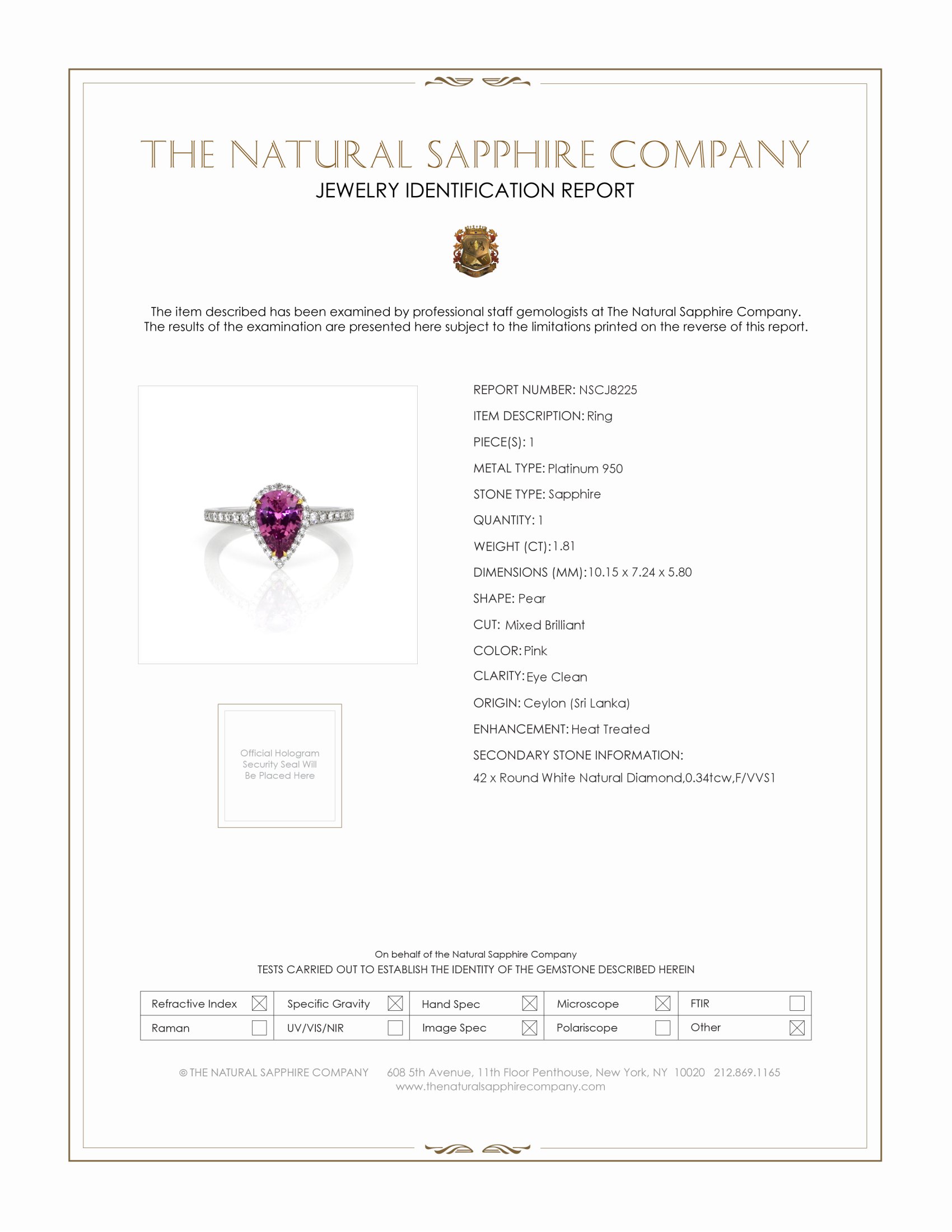 1.81 Ct. Pink Sapphire and Natural Diamond Pave Ring, Platinum 950