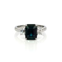 3.79 Ct. Sapphire Natural Diamond Three Stone Ring, Platinum 950 Video
