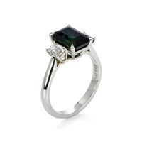 3.79 Ct. Green Sapphire and Natural Diamond Three Stone Ring, Platinum 950 Image